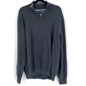 Tommy Hilfiger Quarter Zip Pull Over popover sweater XXL Gray
